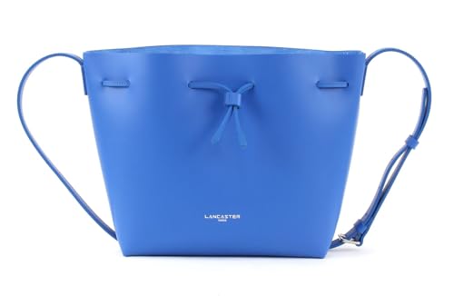 LANCASTER Cuir sac à épaule Saffiano bleu cyan format seau Pure Smooth élégant