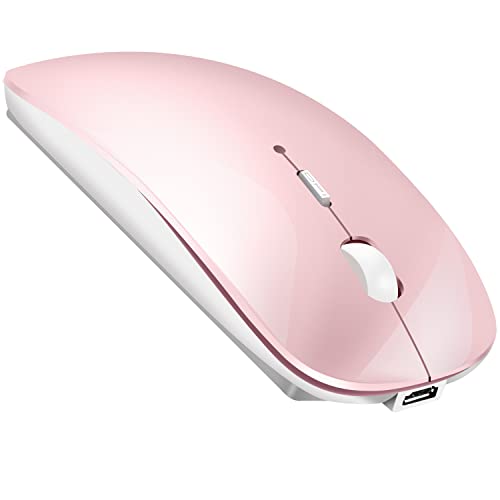 LIKE SHOW Kabellose Maus – Bluetooth 5.1 & 2,4 GHz, Niedliches Schweinchen-Design, Leise, Für PC/Mac/Laptop, Rosa