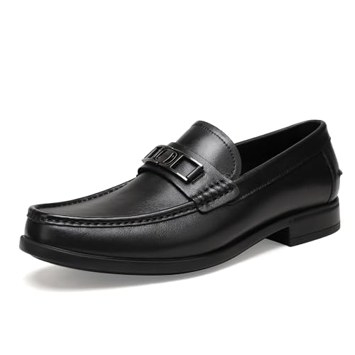 Men's Casual Dress Shoes, Premium Leather Formal Buckle Dress Loafers