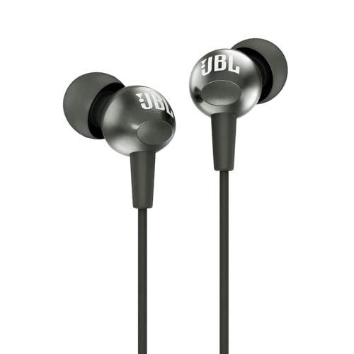 JBL C200SI, Premium in Ear Wired Earphones with Mic, Signature Sound, One Button Multi-Function Remote, Premium Metallic Finish, Angled Earbuds for Comfort...