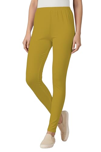 Image of Women's Cotton Lycra Ankle Length Leggings | Regular Rise, Soft 4 Way Stretch Fabric | Casual & Ethnic Wear