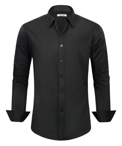 Men's Dress Shirt Slim Fit Long Sleeve Solid Button Down Shirts for Men Business Wedding