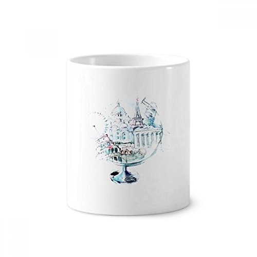 Tasse blanche en céramique aquarelle Tour Eiffel pour décorer la salle de bain