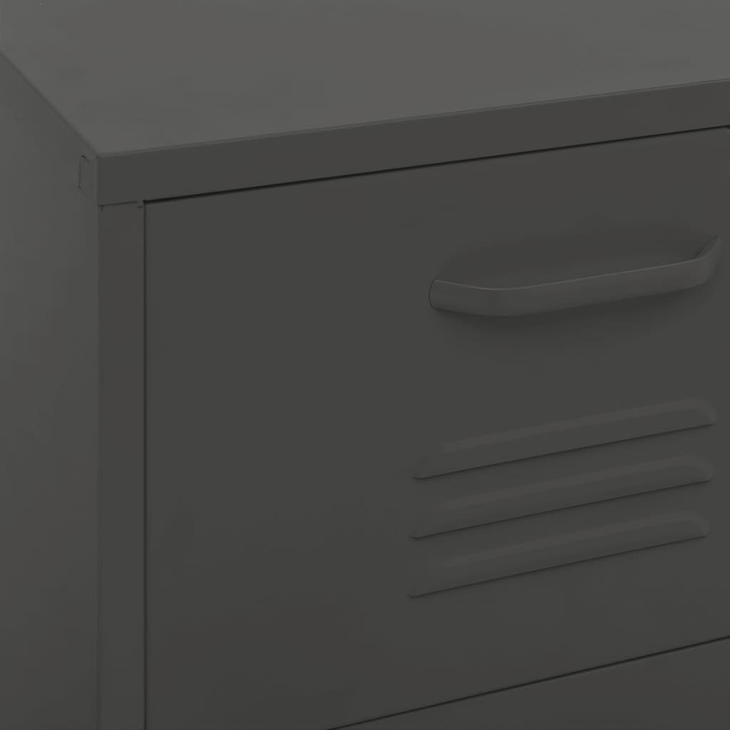 Modern Steel Anthracite Storage Cabinet with Three Ball-Bearing Drawers and Adjustable Feet for Home Office Organization