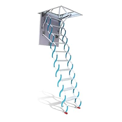 VNABO Attic Telescopic Ladder Semi-Automatic Titanium Magnesium Carbon Steel Folding Ladder Home Stealth Step Ladders 1102lb