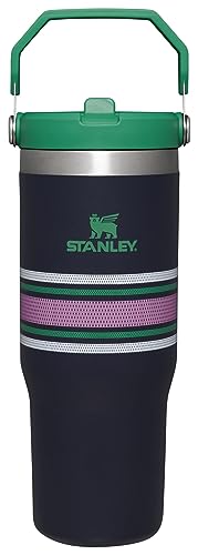 Image of Stanley IceFlow Flip Straw Tumbler with Handle 30 oz | Twist On Lid and Flip Up Straw | Leak Resistant Water Bottle | Insulated Stainless Steel |BPA-Free | Navy Mesh