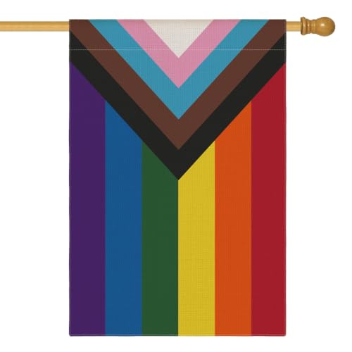 AVOIN colorlife Progress Pride LGBTQ Rainbow House Flag 28x40 Inch
