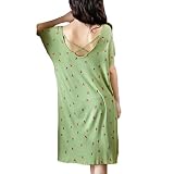[Ishihara liacceai] ネグリジェ パジャマワンピース レディース ルームワンピース 半袖 Tシャツ 快適 ゆったり通気 肌に優しい 柔らかい 部屋着 無地 夏 秋