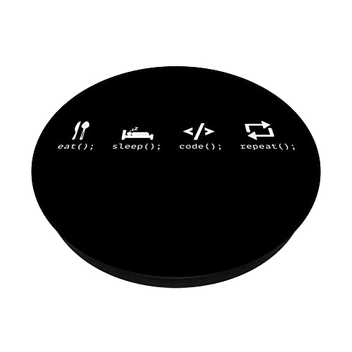 Eat Sleep Code Repeat Funny Computer Science Nerd Programmer PopSockets Swappable PopGrip, Black - Image 2