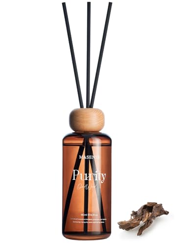 M&SENSE Oud Wood Reed Diffuser: Upgraded Formula 6.3fl oz Non-Toxic Aroma Set with Sticks, Long-Lasting Natural Essential Oil Gifts for Home, Bedroom, Shelf Decor & Small Spaces