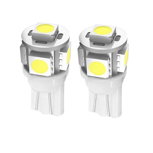 2PCS 194 LED Bulb Luz Placa T10 W5W 12V 5SMD 5050 Blanca