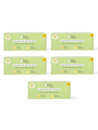 Image of superbottoms Disposable Easy Clean Top Sheets l Easy To Dispose l Compatible With Cloth Diaper, Langot & Padded Underwear l Hypoallergenic, Skin-Friendly|(100 Per Pack) Pack of 5
