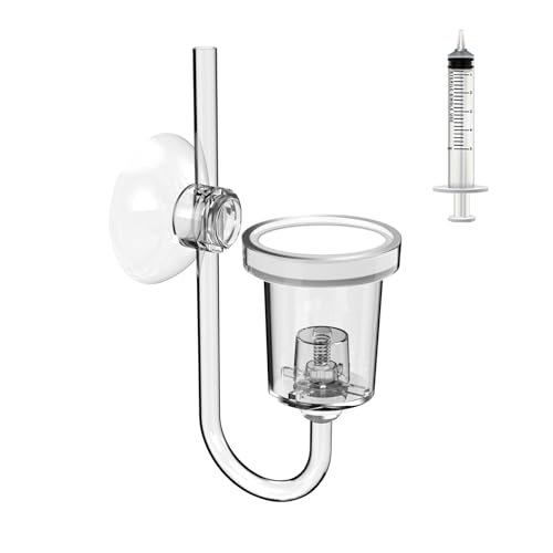 FZONE Acrylic Aquarium CO Diffuser with Built-in Check Valve & Bubble Counter Syringe & Suction Cup Fine Bubble CO Delivery for Planted Tanks (M-25mm)