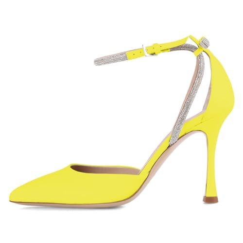 XYD Women D'Orsay Pointed Toe Pumps Crystal Straps Ankle Wrap High Heels Stiletto Sexy Event Shoes2