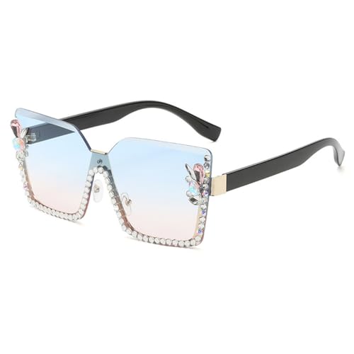 Lunettes de soleil diamant pour femme : monture surdimensionnée à paillettes chic