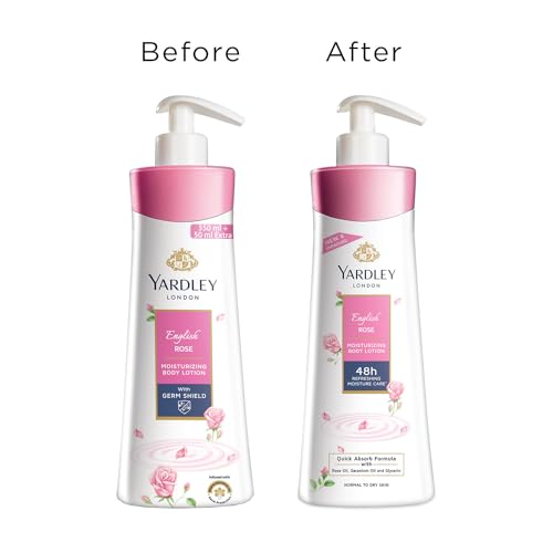 Yardley London English Rose Moisturizing Body Lotion With Germ Shield| Infused With Rose & Geranium Oil| Daily Use Hand & Body Lotion With Vitamin C & B3 For Women| 350+50ml - Image 5