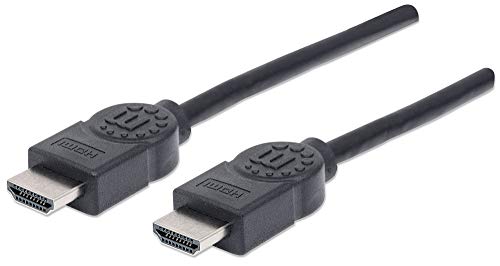 Manhattan 323239 - Cavo HDMI ad alta velocità con canale Ethernet (HEC ARC 3D 4K) da maschio a HDMI maschio schermato, 5 m, colore: Nero