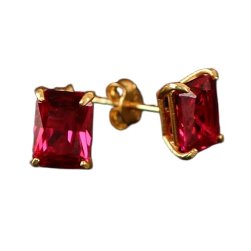 Boucles d'oreilles rubis naturel argent 925 plaqué or pour femme minimaliste