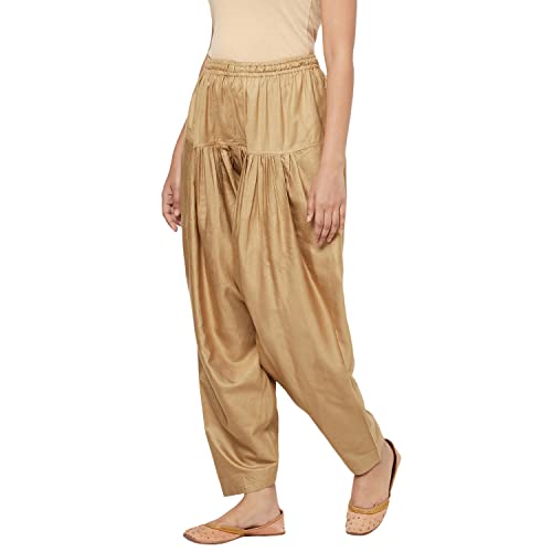 Image of Fabindia Women Tussar Elasticated alwar Viscose Beige