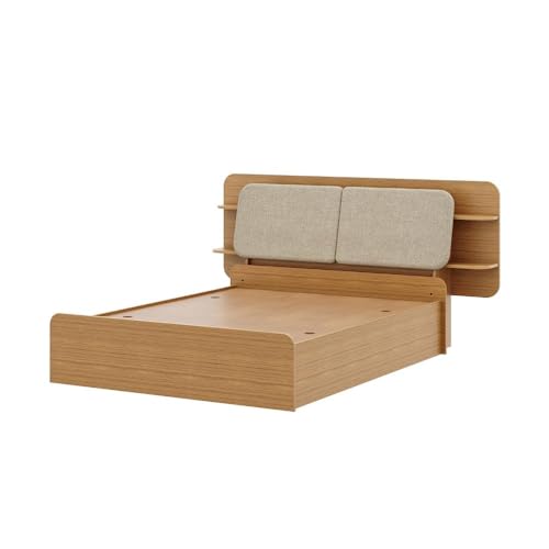 Image of Wakefit Bed | 3 Yr Warranty | Bed Queen Size, Storage Box, Foam-Cushioned Upholstery Headboard with Storage, Density: 680-750 kg /m, Fits Mattresses Up to 8 inches (Scandi 78x60- UT)
