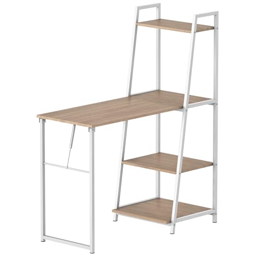 HOMCOM Scrivania Pieghevole con Libreria a 4 Livelli, Scrivania...