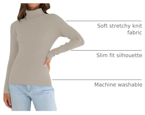 Image of ZESICA Women's Turtleneck Long Sleeve Shirts 2026 Spring Trendy Tops Slim Fitted Ribbed Knit Basic Casual Sweater