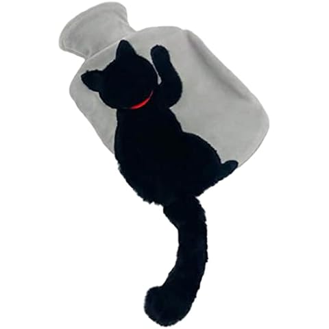 Hot Water Bottle PVC Hot Water Bag with Soft Cat Cover for Neck Shoulders Pain Relief, Hot Water Bottle with Cover, Luxury Cosy Faux Fur Cover