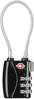 ZHEGE TSA Approved Luggage Locks, 3 Digit Cable Lock for Travel Baggage, Suitcase, Gym Lockers (Black)