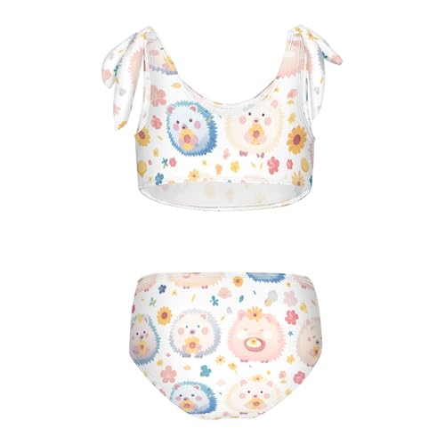KLL Cute Watercolor Hedgehogs Girls' Two Piece Bikini Sets Scoop Neck Swimsuit Swimwear Cute Shoulder Strap2