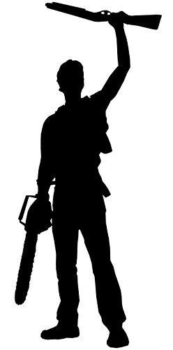 Ash Williams Silhouette - Vinyl 5" tall (Color BLACK) decal laptop tablet skateboard car windows sticke