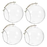 Toyvian 5 Piezas Esfera de Vidrio Colgante Portavelas LED Decorativo Florero Suspendido con Cuerda de Cáñamo Soporte para Vela Tealight y DIY para Eventos y Hogar