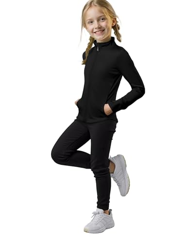 Girls Lightweight Sun Shirt Full Zip Long Sleeve Sun Protection Athletic Jackets with Pockets and Thumbholes2