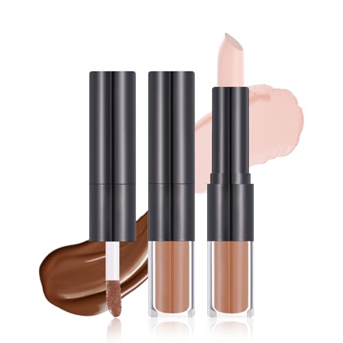 U-Shinein Glide & Hide - Corrector y corrector de contorno para contorno y contorno de contorno de círculos oscuros y arrugas, fórmula dual (punta líquida y barra de bálsamo), maquillaje duradero, #01