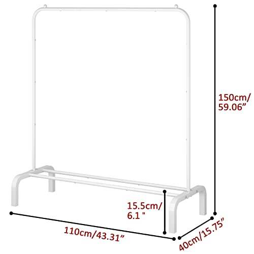 OTROUWORHT Clothes Rack Metal Clothing Rack with Bottom Shelf Garment Rack for Hanging Clothes Shirts Jeans and Coats White by OTROUWORHT - Used condition - Image 2