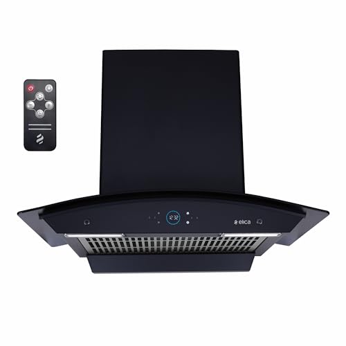 Image of Elica iSMART 5 STAR Performance 60 cm Filterless Heat Autoclean Kitchen Chimney with Inverter Technology, Remote Control and 15 Years Warranty (iSMART GLACE FL HAC 60 LTW NERO)