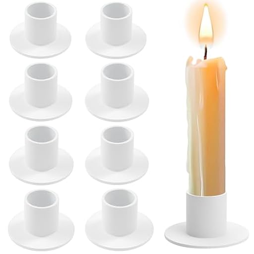 8 Piezas Candelabros de Metal, Vintage Candelabros para Velas, Candelero Redondo, para Cumpleaños, Bodas Festivales, Decoraciones de Mesa (Blanco) | Ya disponible en tu tienda friki favorita! En mundofriki.es!