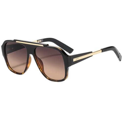 Lunettes de soleil rétro de luxe à monture épaisse léopard pour femme et homme style vintage