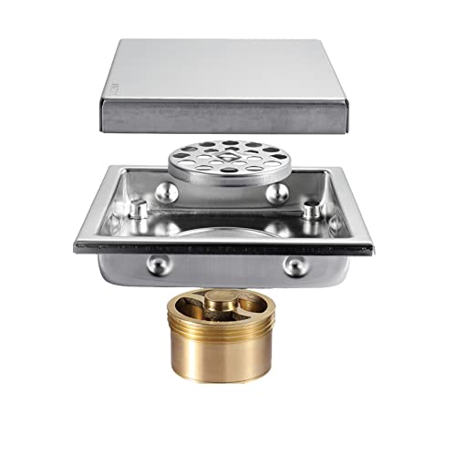 Bonde de lavabo invisible pour carrelage en acier inoxydable avec vanne