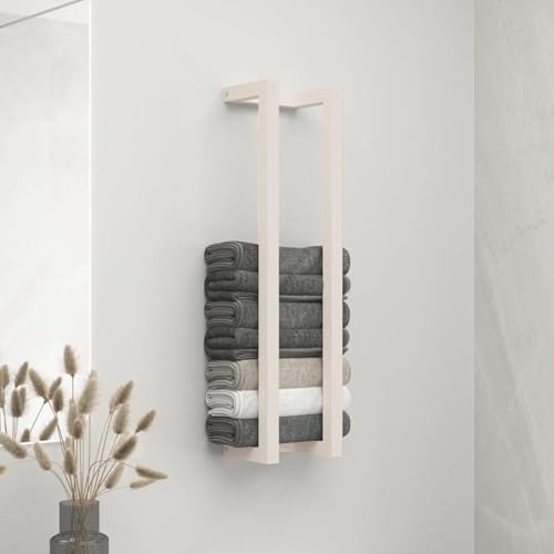 Homgoday Toallero de Madera Maciza de Pino Blanco 23x18x90 cm