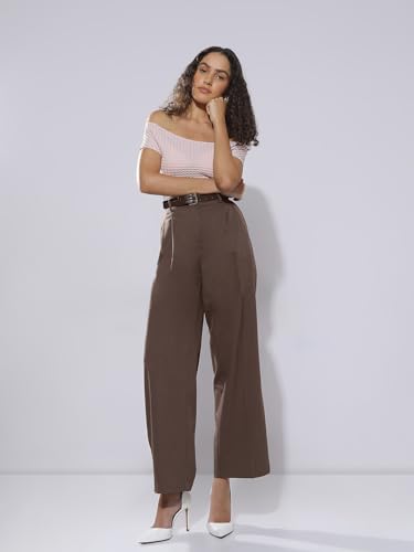 VERO MODA Damen Vmnila Mw Loose Dad Pant Noos Stoffhose, Chocolate Brown, 42W x 32L