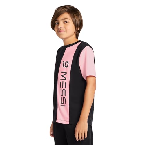 Image of Messi Boys' Lifestyle Short Sleeve Top, Loose-fit Shirt with Logo, Comfortable, All-Day Wear