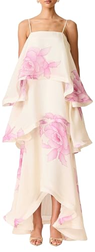ELLIATT Womens Rova Tiered Gown Cream Pink M