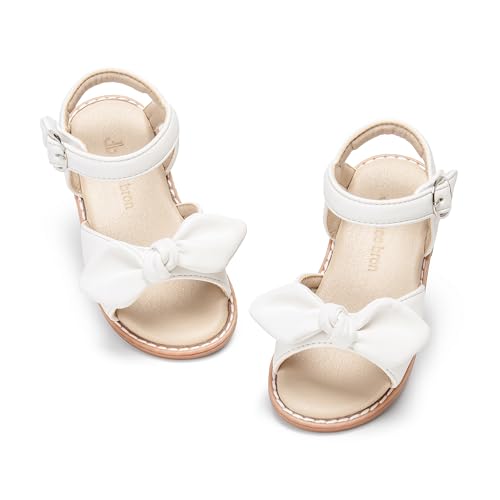 Image of THEE BRON Toddler Girls Sandals Wedding Flower Girl Dress Shoes Open Toe Flats