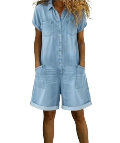 Combinaison short en jean idéale pour l'été et sorties plage
