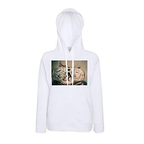 Sweat à capuche chat tigre à lunette photo drole mignon pour sweat-shirt tendance