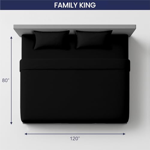 Image of SGI bedding 120 inch W x 80 inch L 4Pc Family King Sheet Set 100% Egyptian Cotton - 600 Thread Count, Fits 18 inch Deep Pocket - Soft Breathable Oversized Sheets, for Extra Large Beds - Black