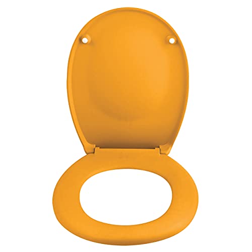 Spirella Premium Oval Toilet Lid with Matte Finish and Soft Close Mechanism Antibacterial Toilet Seat Made of Duroplast and Rustproof Stainless Steel Yellow - Image 2