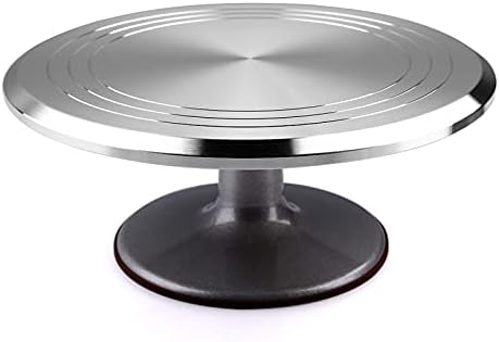 12 Inch Rotating Cake Turntable, Aluminium Alloy Revolving Cake Stand for Cake, Cupcake Decorating Supplies