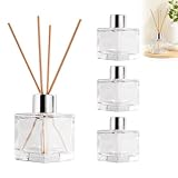 Set 4 Bottiglie Diffusore in Vetro da 50 ml con Etichette, Contenitori Vuoti per Oli Essen...
