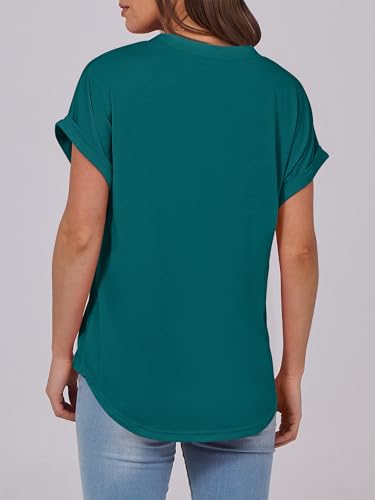 Image of ANRABESS Womens Short Sleeve Henley Tops V Neck Dressy Casual Blouses Summer Trendy Tee Shirts 2026 Vacation Fashion Clothes